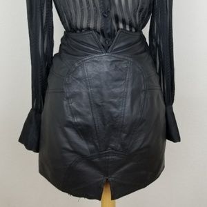 Vintage Leather Midi Skirt